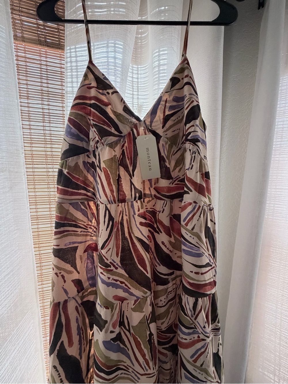 Multicolor Abstract Print Spaghetti Strap Dress